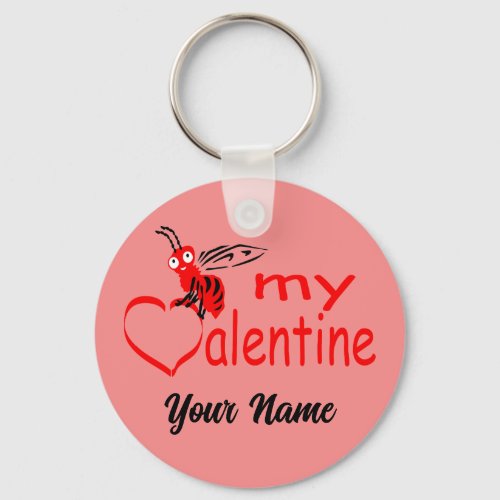 Cute Retro Bee My Valentine Keychain