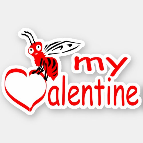 Cute Retro Bee My Valentine Sticker
