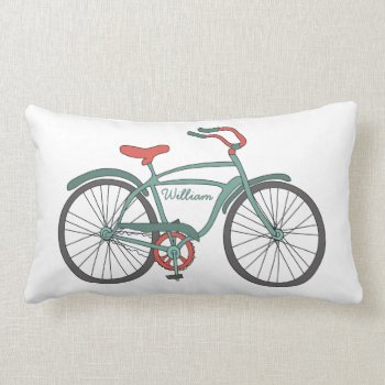 Cute Retro Bicycles With Personalized Names Lumbar Pillow by PartyHearty at Zazzle