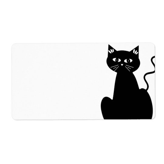 Cute Retro Black Cat Cartoon Drawing Label | Zazzle.com