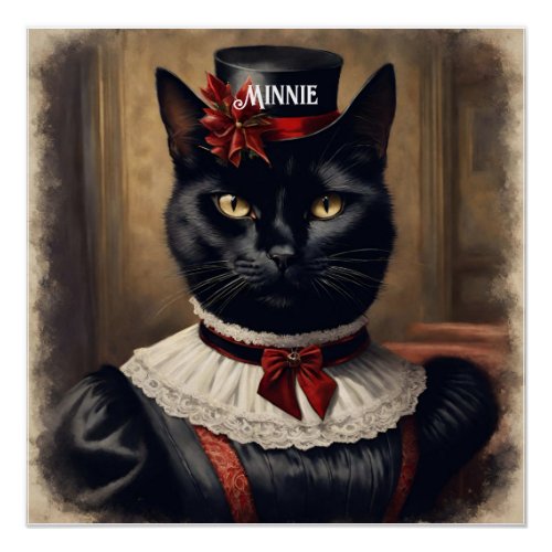 Cute Retro Black Cat Christmas  Poster