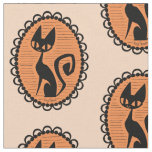 Cute Retro Black Cat Fabric