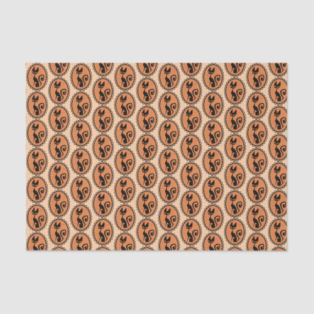 Cute Retro Black Cat Tissue Paper (Front)