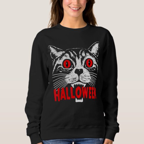 Cute Retro Black Cat Witch Fall Halloween Cat Sweatshirt