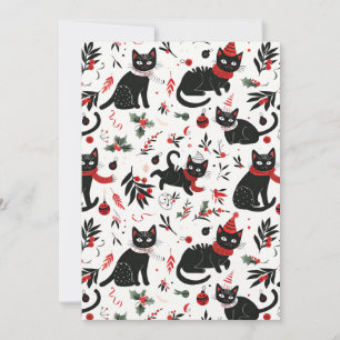 Cute Retro Black Cats Christmas Flat Holiday Card