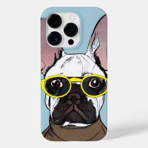 Cute Retro Blue French Bulldog With Neon Glasses Case_Mate iPhone 14 Pro Case