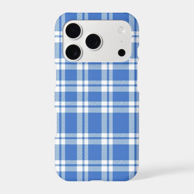 Cute Retro Blue Gingham Plaid Pattern Case-Mate iPhone Case (Back)