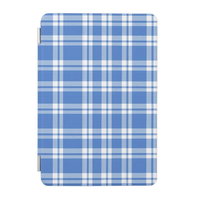 Cute Retro Blue Gingham Plaid Pattern iPad Mini Cover (Front)