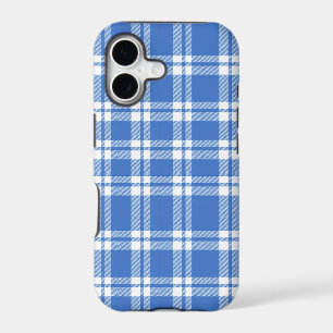Cute Retro Blue Gingham Plaid Pattern iPhone 17 Case