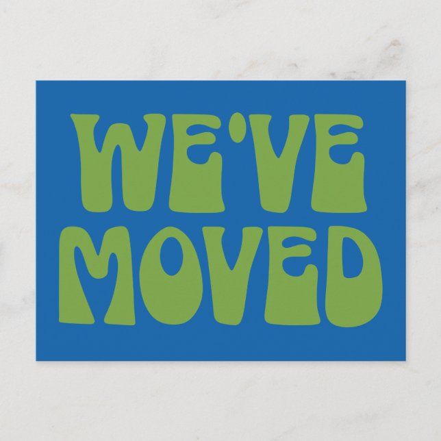 Cute Retro Blue Minimalist Moved New Address  Postcard (Front)