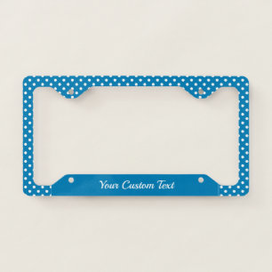 Cute Retro Blue Polka Dot Trendy Pattern  License Plate Frame