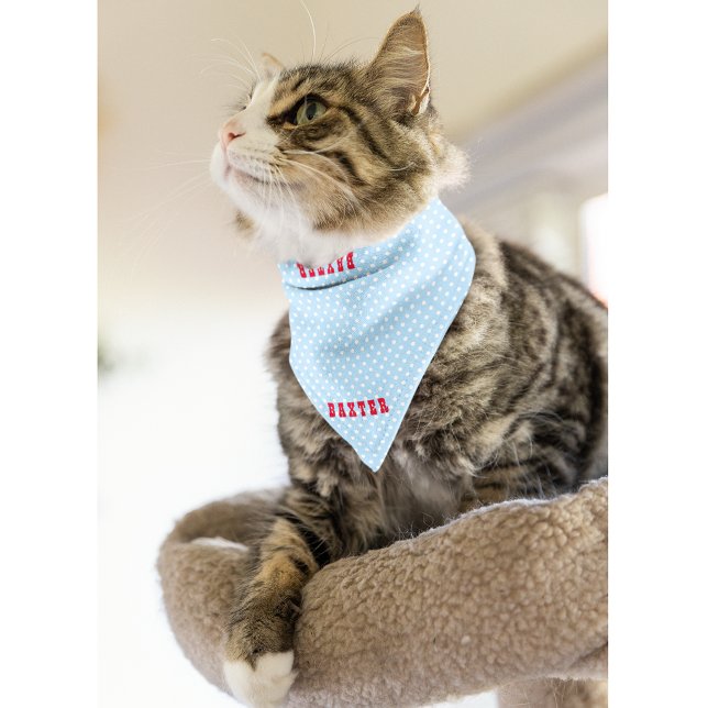 Cute Retro Blue Polka Dots Cat Dog Puppy Name Cool Bandana (Cute Retro Blue Polka Dots Cat Dog Puppy Name Cool Bandana)
