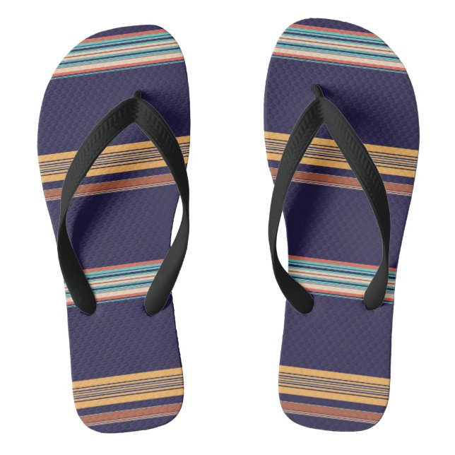 Cute retro blue stripes flip flops (Footbed)