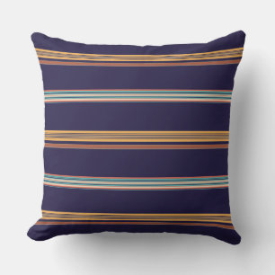 Cute retro blue stripes throw pillow