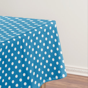 Cute Retro Blue White Polka Dot Pattern Tablecloth