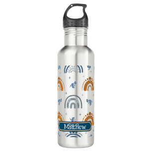 Cute Retro Boho Celestial Pattern Personalized Stainless Steel Water Bottle