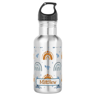Cute Retro Boho Celestial Pattern Personalized Stainless Steel Water Bottle