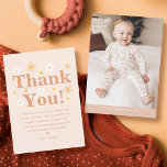 Cute Retro Boho Daisy Photo Kids Birthday  Thank You Card<br><div class="desc">A charming and personalized way to say "thank you" after your little one's special day. Tailored for the daisy 1st birthday party theme and the boho daisy birthday theme, these thank you cards are a delightful blend of whimsy and heartfelt appreciation. Adorned with adorable retro boho daisies, these thank you...</div>