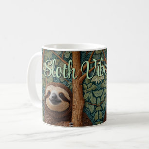 Cute retro boho funny Sloth Vibes Only Coffee Mug