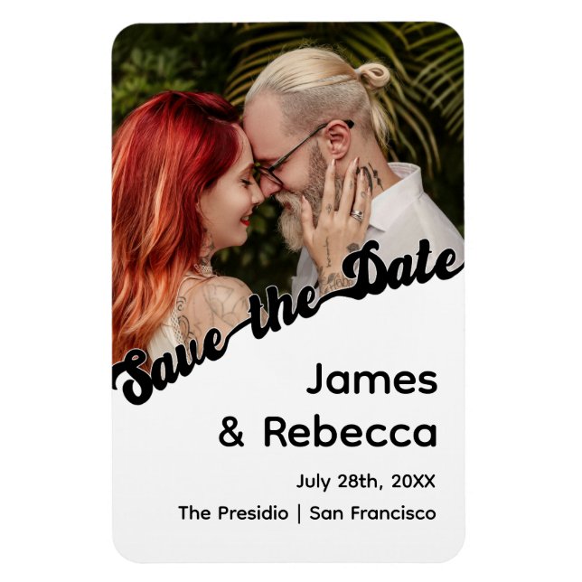 Cute Retro Boho Minimalist Quirky Text & Photo Magnet (Vertical)