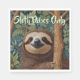 Cute retro boho Sloth Hang in there sloth vibes Napkins