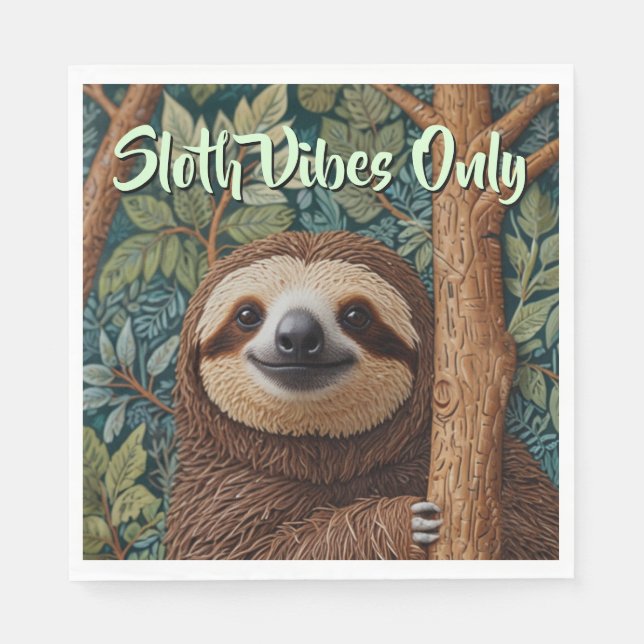 Cute retro boho Sloth Hang in there sloth vibes  Napkins (Front)