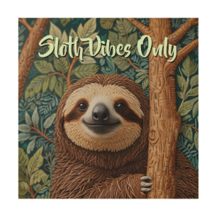 Cute retro boho Sloth Hang in there Wood Wall Art