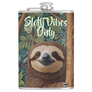 Cute retro boho Sloth vibes only Flask