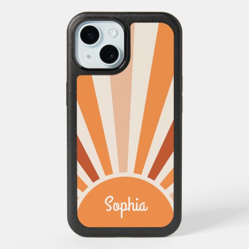 Cute Retro Boho Sunshine Personalized iPhone 15 Case