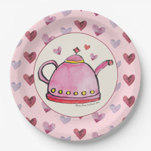 Cute Retro Boho Valentine's Day Ladies Tea Party Paper Plates
