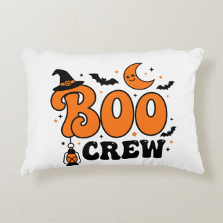 Cute Retro Boo Crew Halloween Spooky Squad Design Accent Pillow