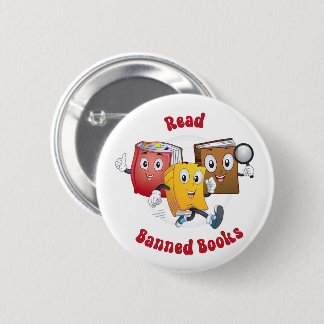 Cute Retro Books - Read Banned Books Button