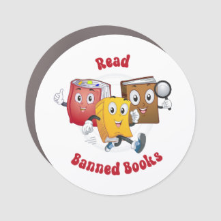 Cute Retro Books - Read Banned Books Car Magnet
