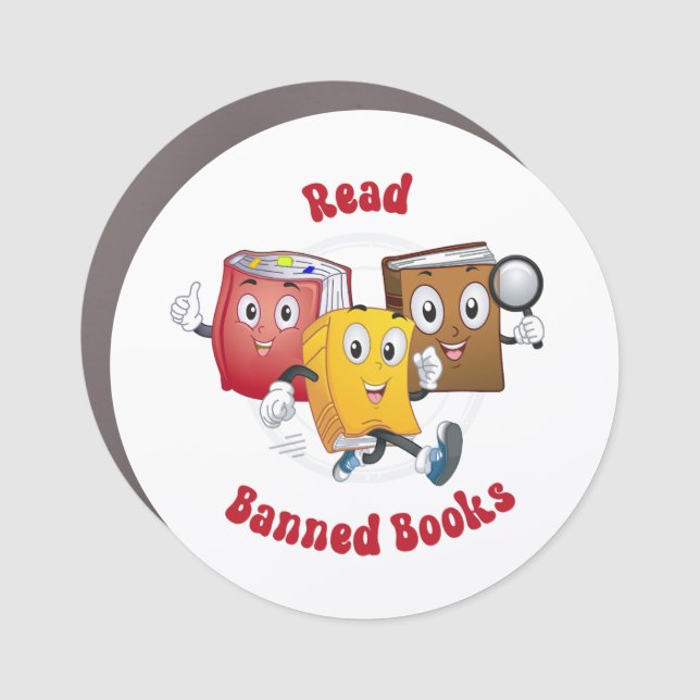 Cute Retro Books - Read Banned Books Car Magnet (Front)