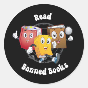 Cute Retro Books - Read Banned Books Classic Round Sticker