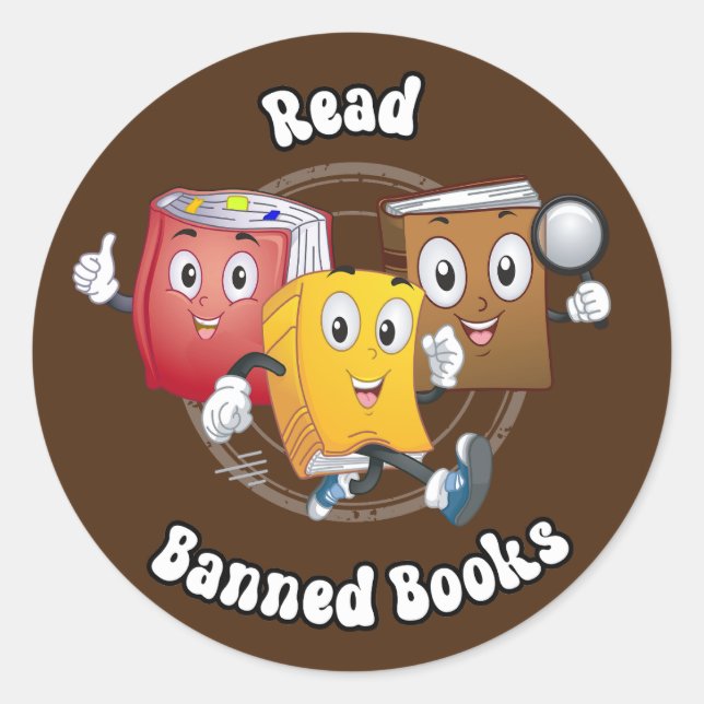 Cute Retro Books - Read Banned Books Classic Round Sticker (Front)