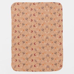 Cute Retro Brown Boho Whimsical Pattern Baby Blanket