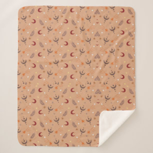 Cute Retro Brown Boho Whimsical Pattern Sherpa Blanket