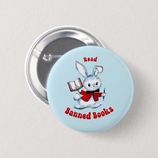 Cute Retro Bunny - Read Banned Books Button