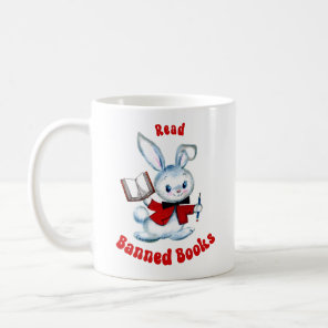 Cute Retro Bunny - Read Banned Books Coffee Mug