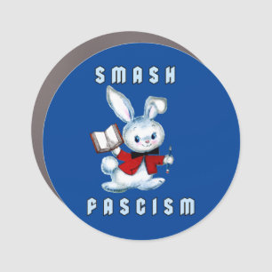 Cute Retro Bunny - Smash Fascism Car Magnet