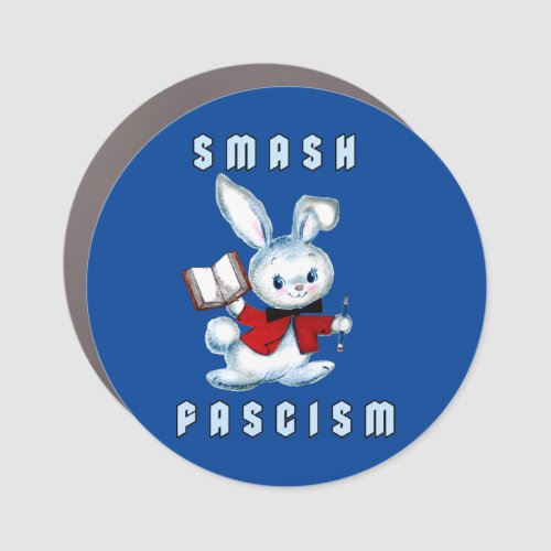Cute Retro Bunny _ Smash Fascism Car Magnet