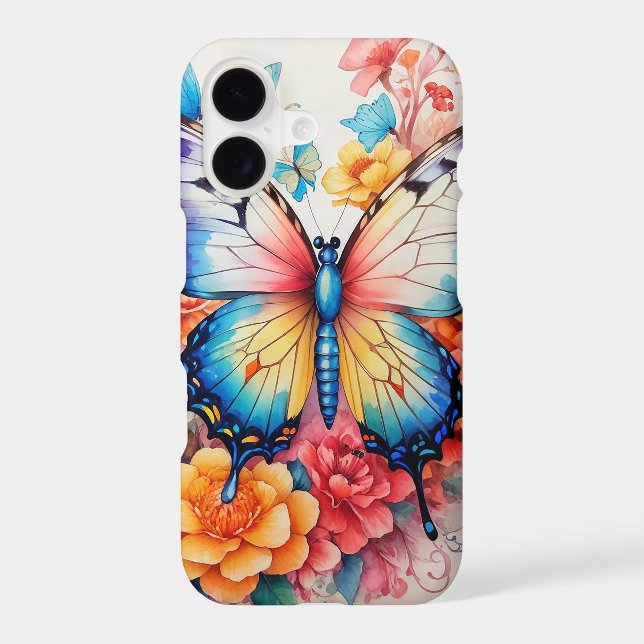 Cute Retro Butterfly & Flower Collage Case-Mate iPhone Case (Back)