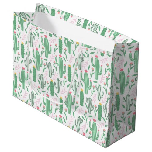 Cute Retro Cactus Succulent Floral Baby Shower  Large Gift Bag