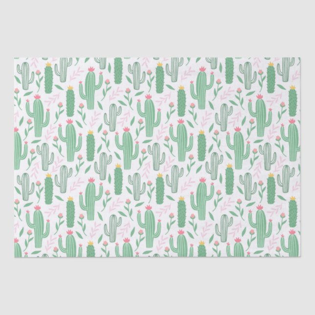 Cute Retro Cactus Succulent Floral Baby Shower Tissue Paper (Front)