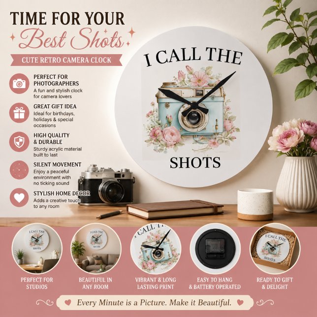 Cute Retro Camera Clock for Photography Lovers | (Creator Uploaded)