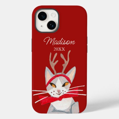 Cute retro cat red Christmas Case_Mate iPhone 14 Case