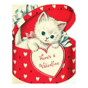 Cute retro cat Valentine Holiday poster