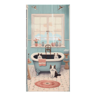 Cute Retro Cats and Kittens in the Bath Poster