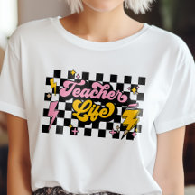 Cute Retro Checkered Teacher Life